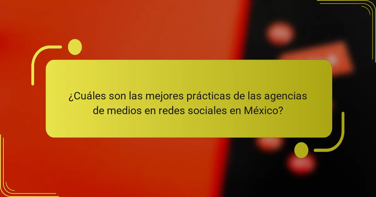 ¿Cuáles son las mejores prácticas de las agencias de medios en redes sociales en México?