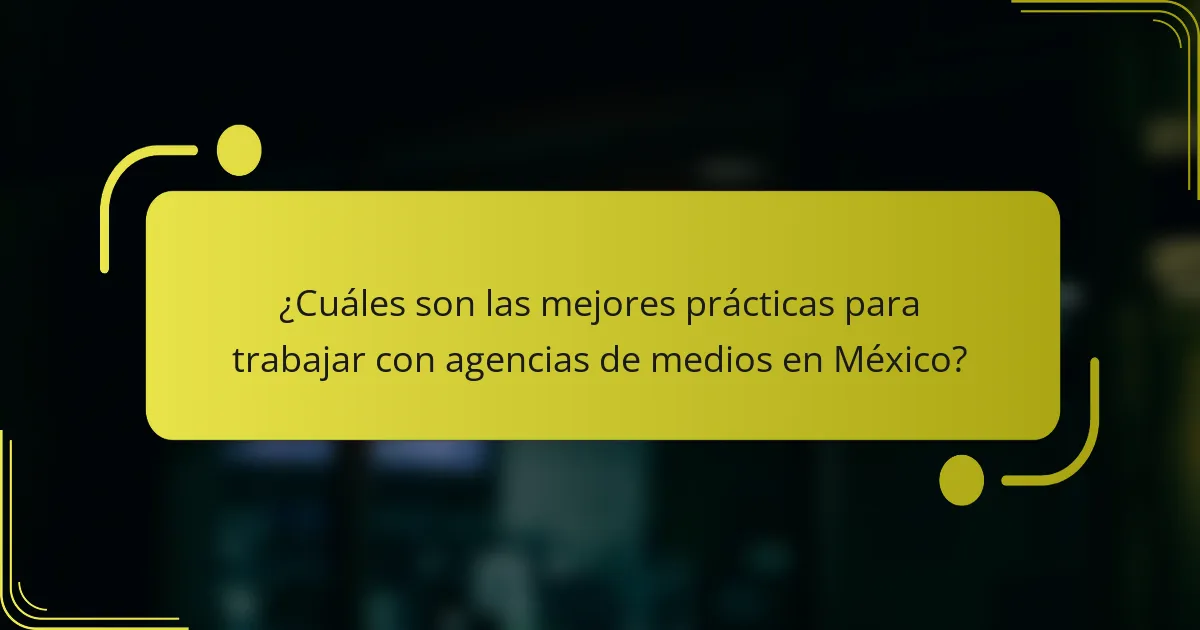 ¿Cuáles son las mejores prácticas para trabajar con agencias de medios en México?