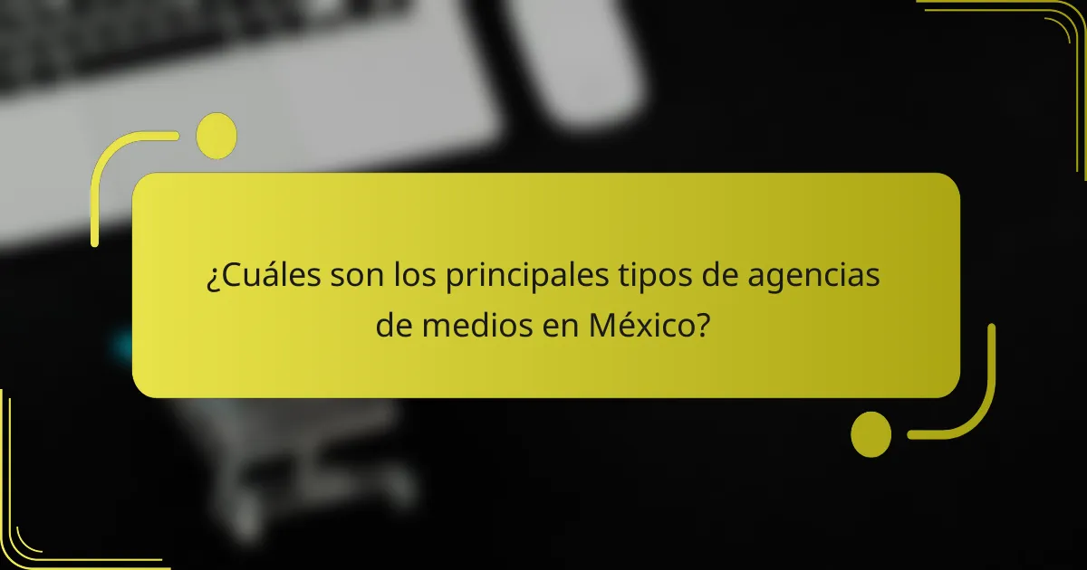 ¿Cuáles son los principales tipos de agencias de medios en México?