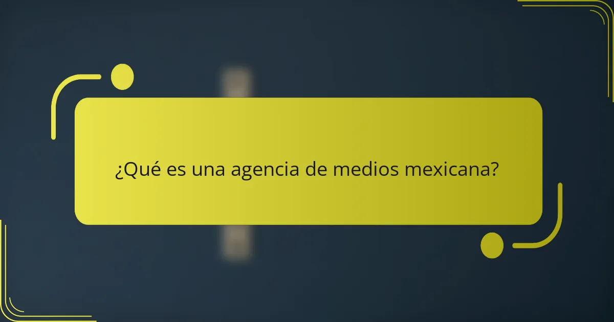 ¿Qué es una agencia de medios mexicana?