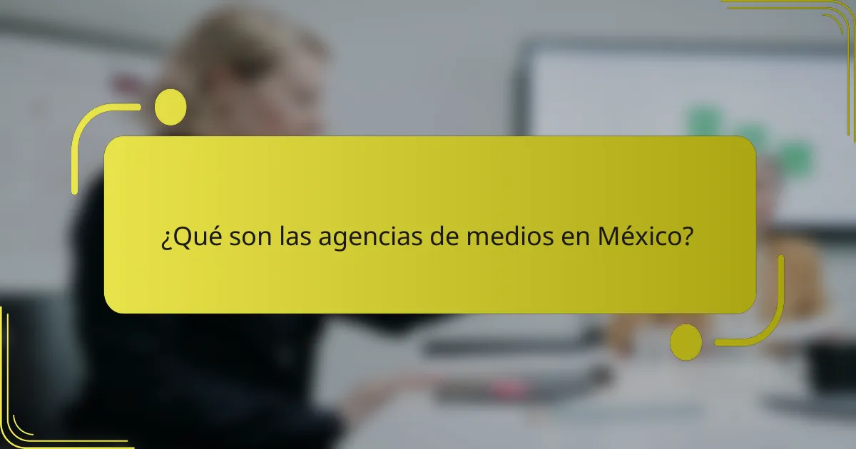 ¿Qué son las agencias de medios en México?