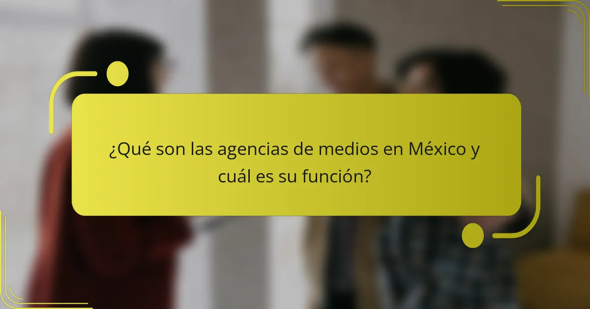 ¿Qué son las agencias de medios en México y cuál es su función?