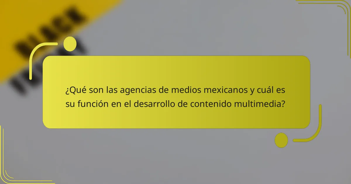 ¿Qué son las agencias de medios mexicanos y cuál es su función en el desarrollo de contenido multimedia?